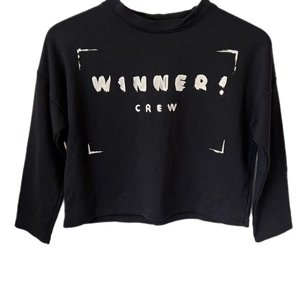 Zara Oversized Crop Winners Crew Pullover Sweatshirt - Picture 2 of 7